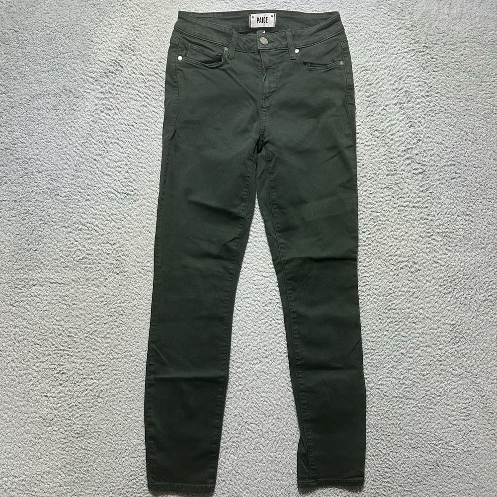 Paige Women's Verdugo Ankle Skinny Jeans Size 26 Green Grunge